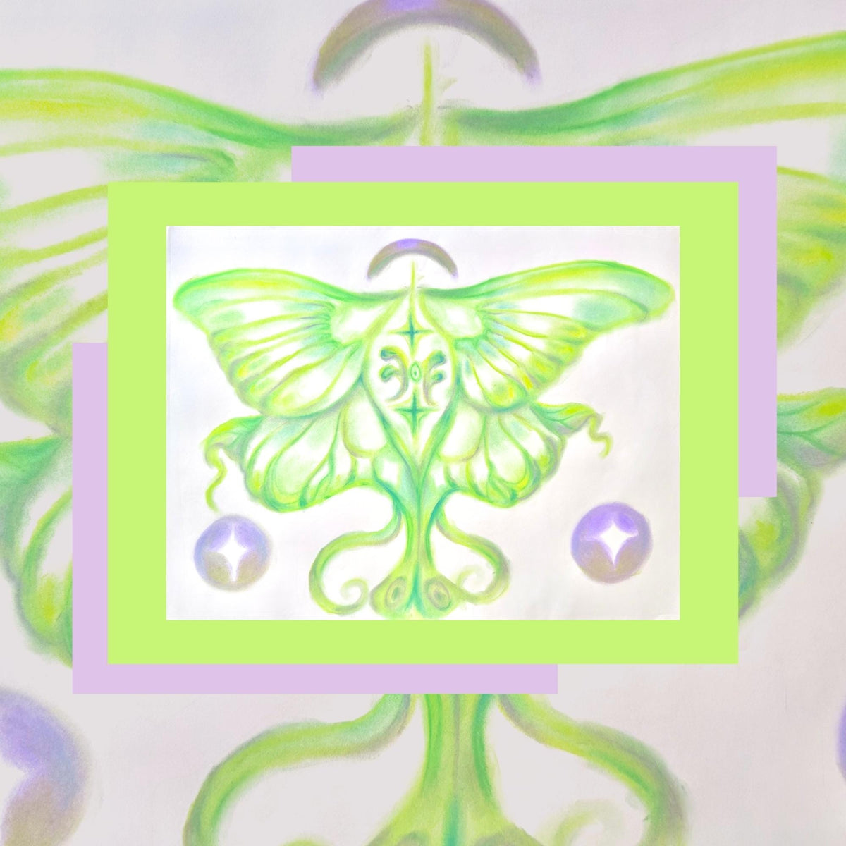 Lunamoth Whimsy Chalk Pastel Illustration