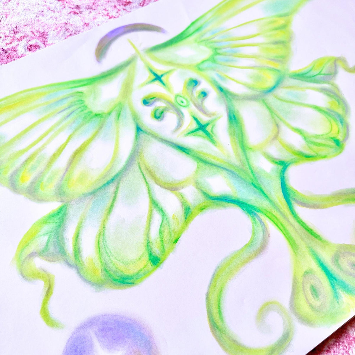 Lunamoth Whimsy Chalk Pastel Illustration